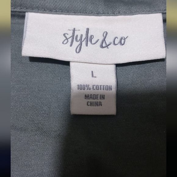 STYLE & CO. COTTON HOODED UTILITY JACKET SAGE size - Picture 4 of 8